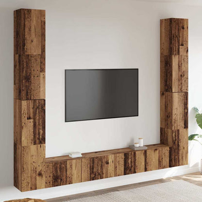 vidaXL 6 Piece Wall-mounted TV Cabinet Set Old Wood Engineered Wood 1