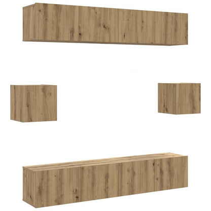 vidaXL 6 Piece TV Cabinet Set Wall-mounted Artisan Oak Engineered Wood 2