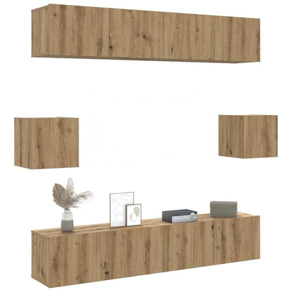 vidaXL 6 Piece TV Cabinet Set Wall-mounted Artisan Oak Engineered Wood 1