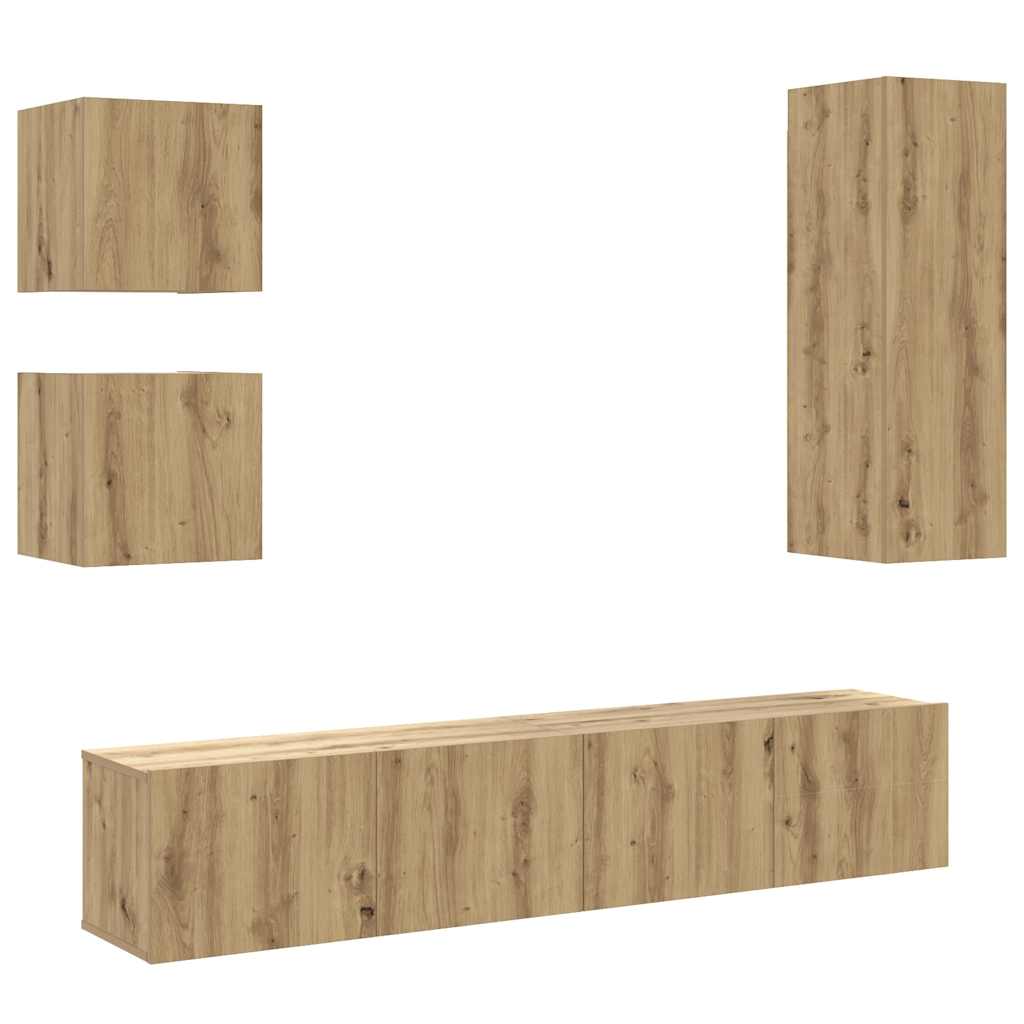 vidaXL 5 Piece TV Cabinet Set Wall-mounted Artisan Oak Engineered Wood 2
