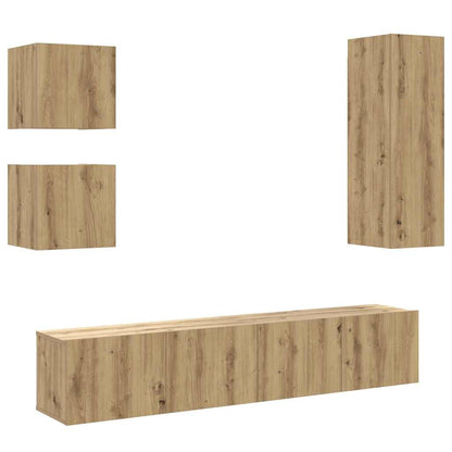 vidaXL 5 Piece TV Cabinet Set Wall-mounted Artisan Oak Engineered Wood 2