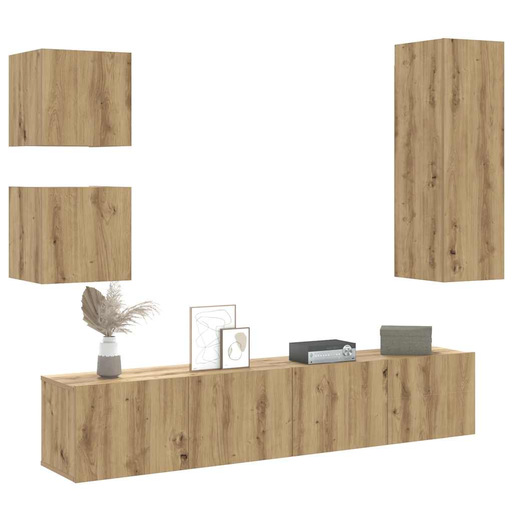 vidaXL 5 Piece TV Cabinet Set Wall-mounted Artisan Oak Engineered Wood 1