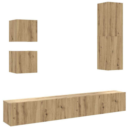 vidaXL 5 Piece TV Cabinet Set Wall-mounted Artisan Oak Engineered Wood 2
