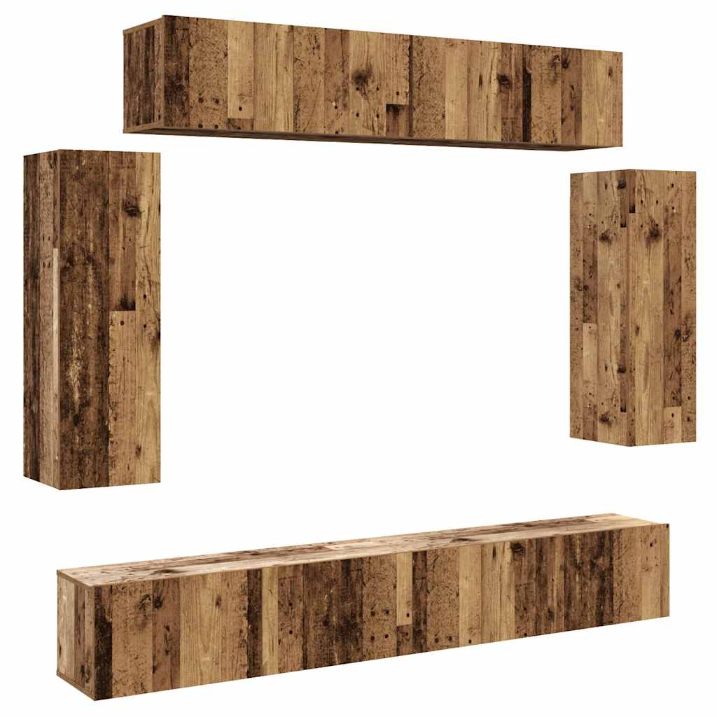vidaXL 6 Piece TV Cabinet Set Wall-mounted Old Wood Engineered Wood 2