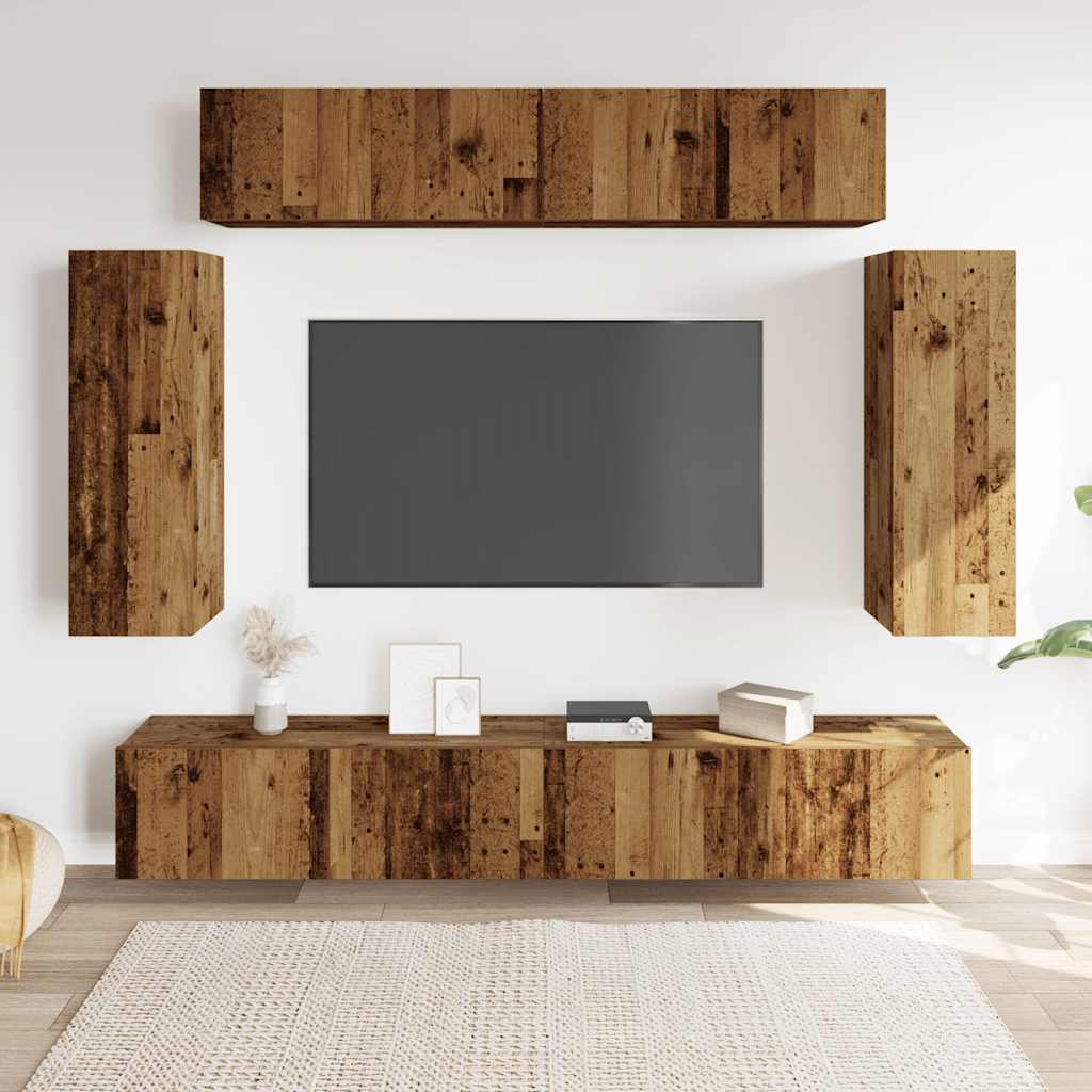 vidaXL 6 Piece TV Cabinet Set Wall-mounted Old Wood Engineered Wood 3