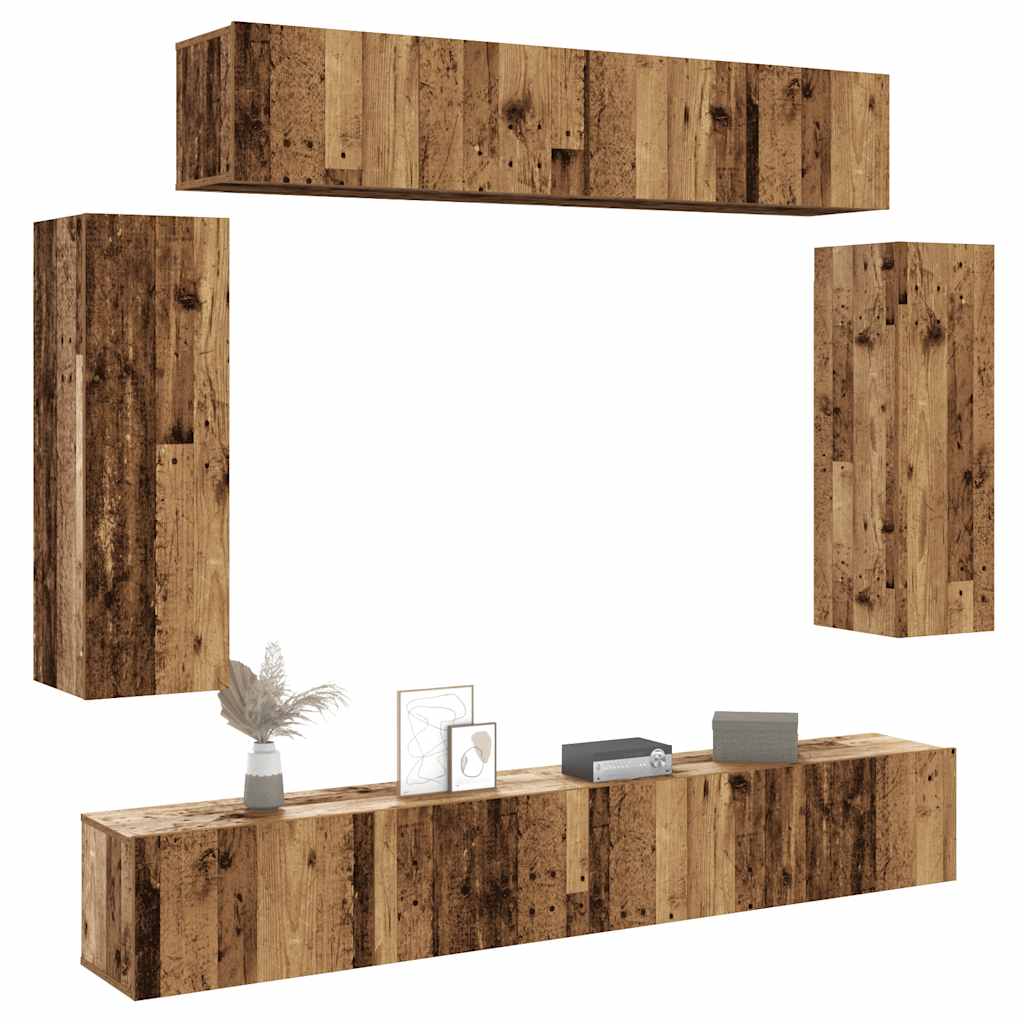 vidaXL 6 Piece TV Cabinet Set Wall-mounted Old Wood Engineered Wood 1