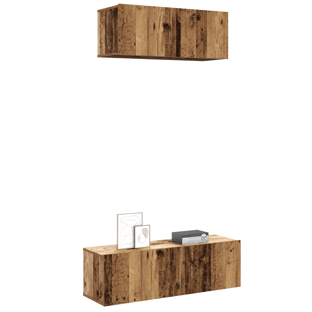 2 Piece TV Cabinet Set Engineered Wood Width 80/100 cm Old wood