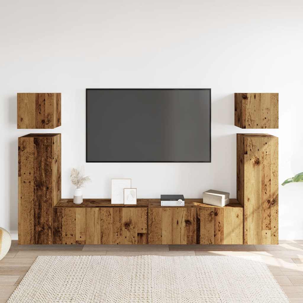 vidaXL 8 Piece TV Cabinet Set Wall-mounted Old Wood Engineered Wood 3