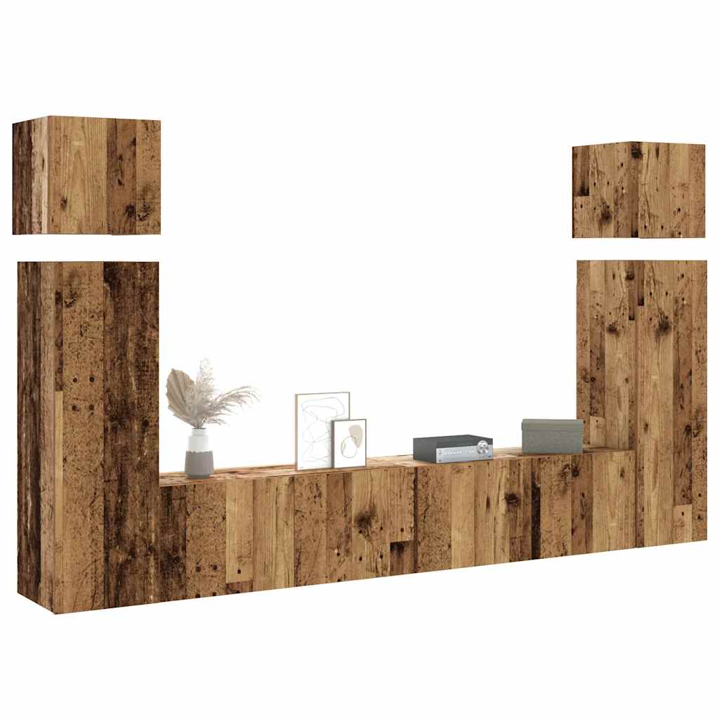 vidaXL 8 Piece TV Cabinet Set Wall-mounted Old Wood Engineered Wood 1