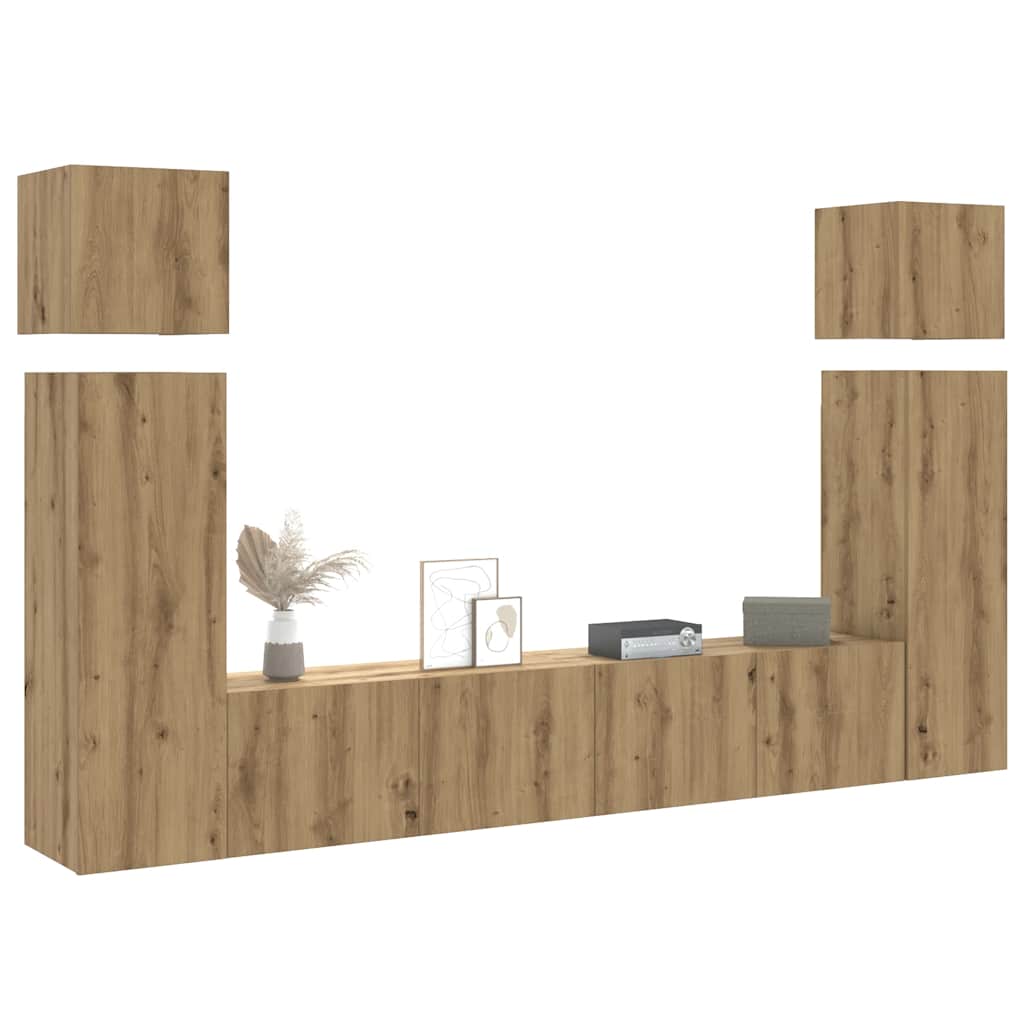 vidaXL 8 Piece TV Cabinet Set Engineered Wood Width 80 cm