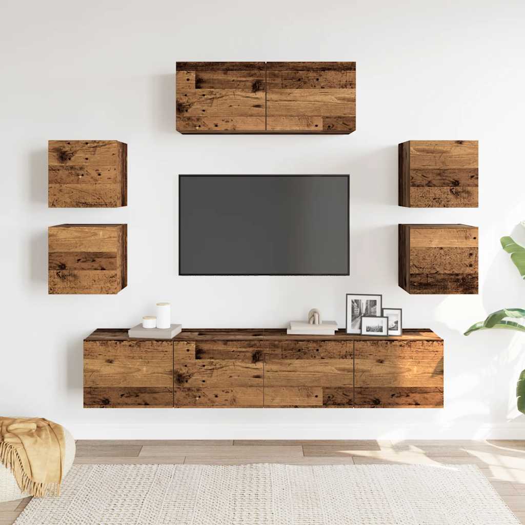 vidaXL 7 Piece TV Cabinet Set Wall-mounted Old Wood Engineered Wood 3