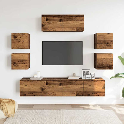 vidaXL 7 Piece TV Cabinet Set Wall-mounted Old Wood Engineered Wood 3
