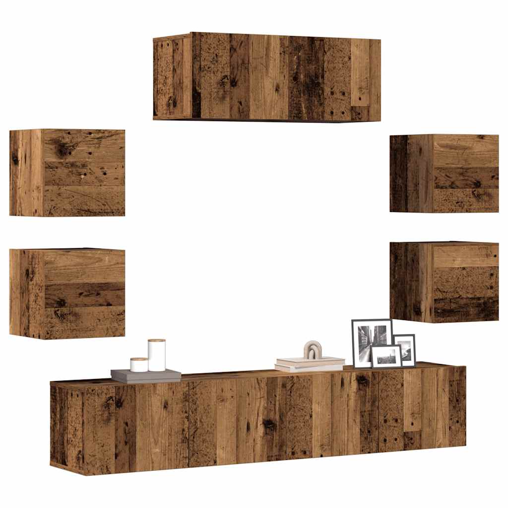 vidaXL 7 Piece TV Cabinet Set Wall-mounted Old Wood Engineered Wood 1
