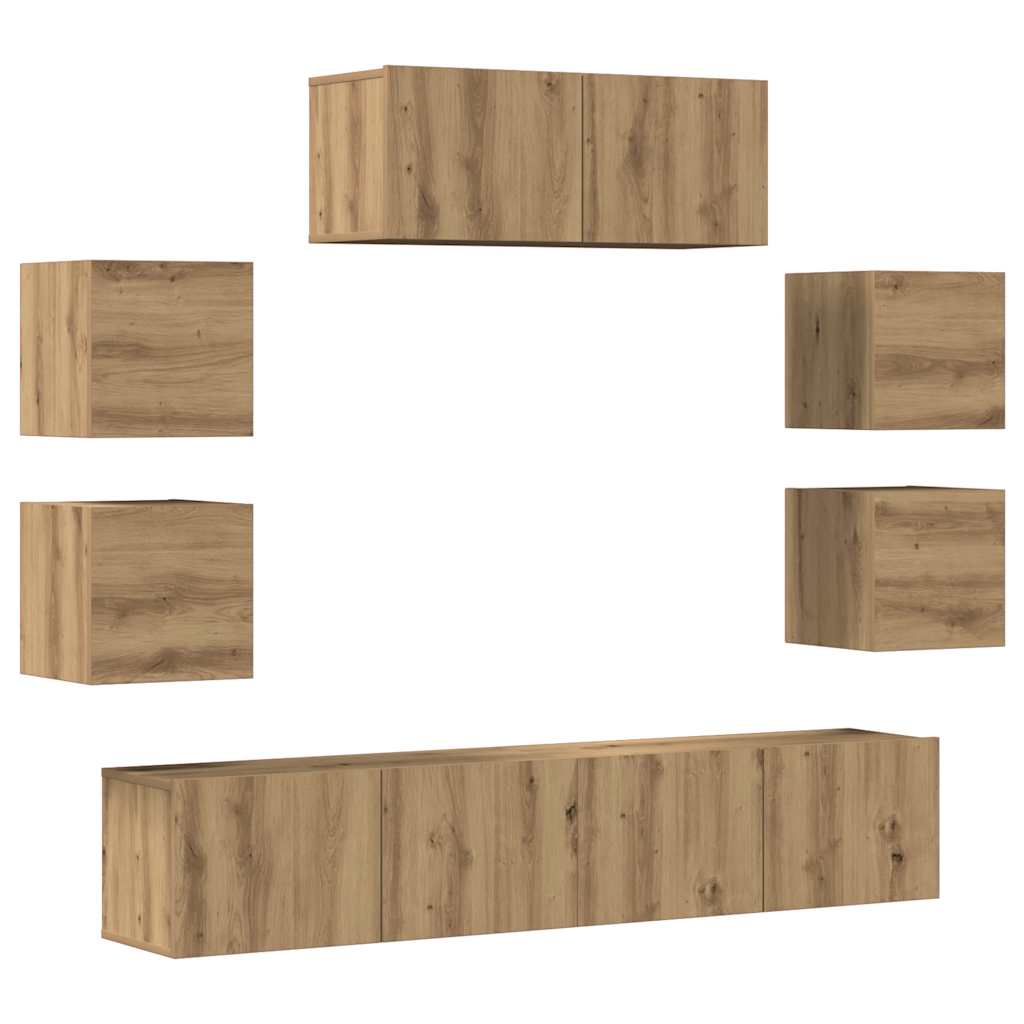 vidaXL 7 Piece TV Cabinet Set Wall-mounted Artisan Oak Engineered Wood 2