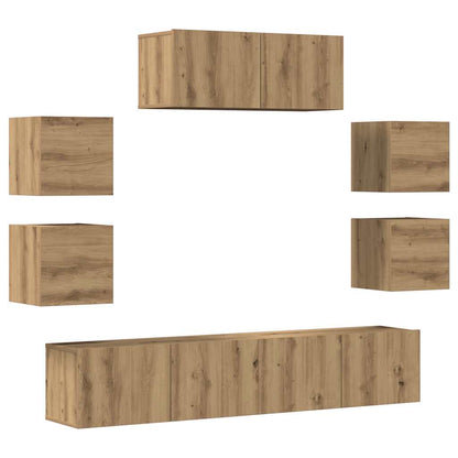 vidaXL 7 Piece TV Cabinet Set Wall-mounted Artisan Oak Engineered Wood 2