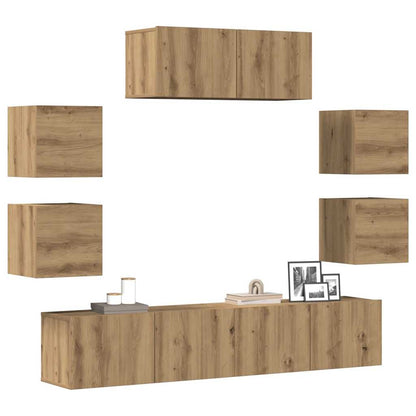 vidaXL 7 Piece TV Cabinet Set Wall-mounted Artisan Oak Engineered Wood 1