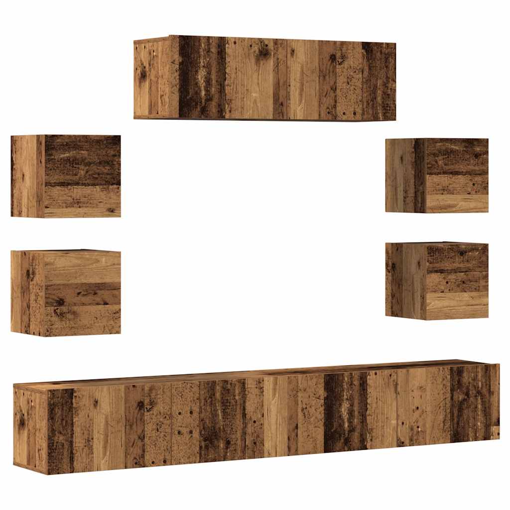 vidaXL 7 Piece TV Cabinet Set Wall-mounted Old Wood Engineered Wood 2