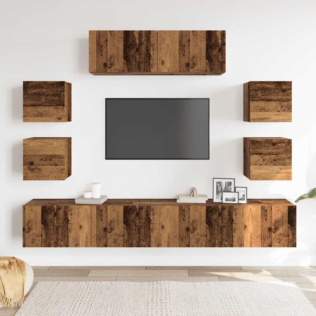 vidaXL 7 Piece TV Cabinet Set Wall-mounted Old Wood Engineered Wood 3