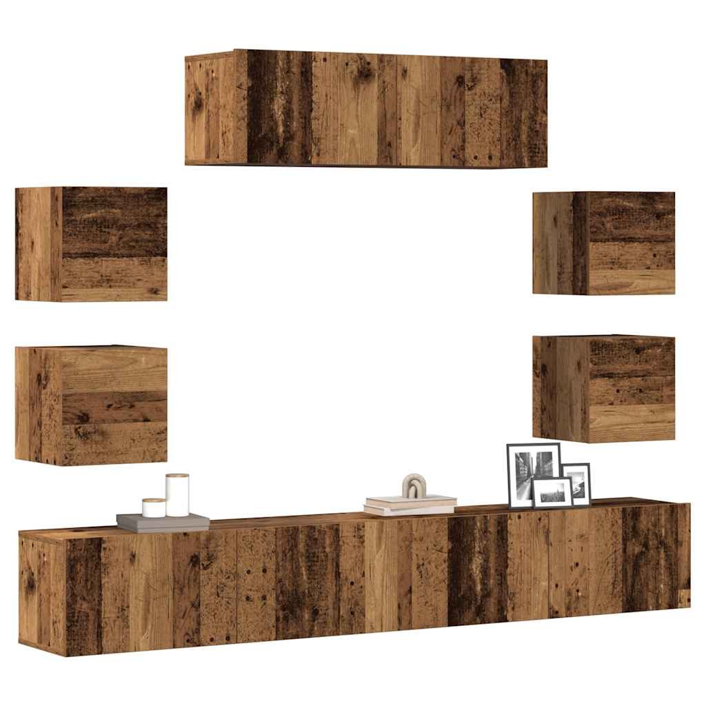vidaXL 7 Piece TV Cabinet Set Wall-mounted Old Wood Engineered Wood 1