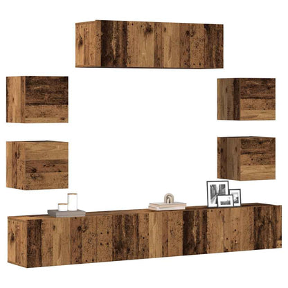 vidaXL 7 Piece TV Cabinet Set Wall-mounted Old Wood Engineered Wood 1