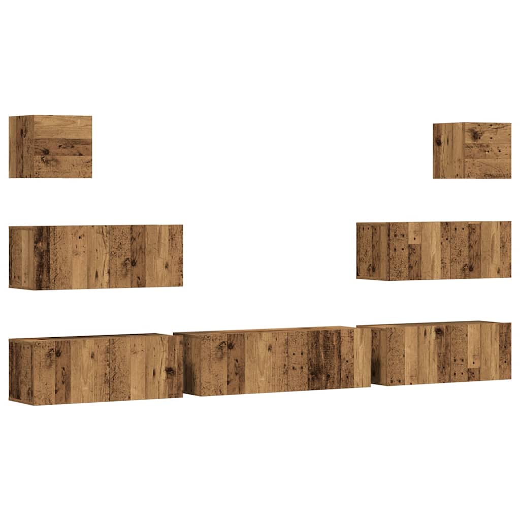 vidaXL 7 Piece TV Cabinet Set Wall-mounted Old Wood Engineered Wood 2