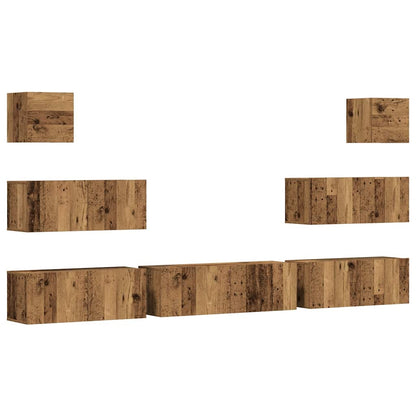 vidaXL 7 Piece TV Cabinet Set Wall-mounted Old Wood Engineered Wood 2