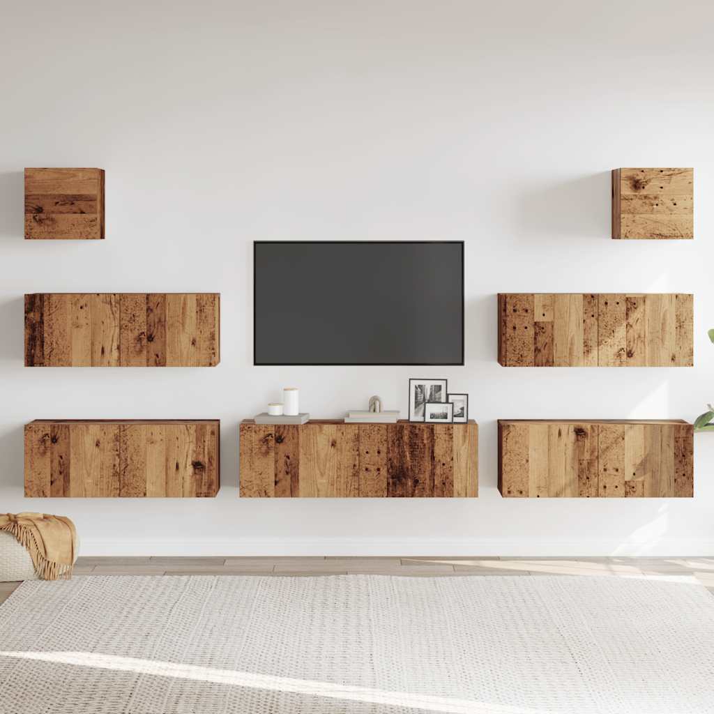 vidaXL 7 Piece TV Cabinet Set Wall-mounted Old Wood Engineered Wood 3