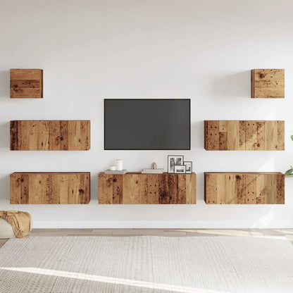 vidaXL 7 Piece TV Cabinet Set Wall-mounted Old Wood Engineered Wood 3