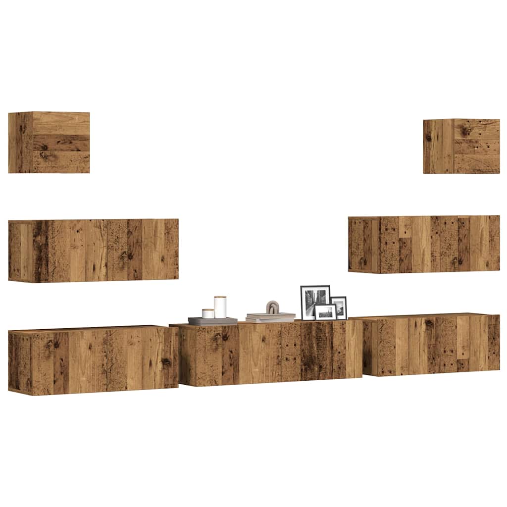 vidaXL 7 Piece TV Cabinet Set Wall-mounted Old Wood Engineered Wood 1