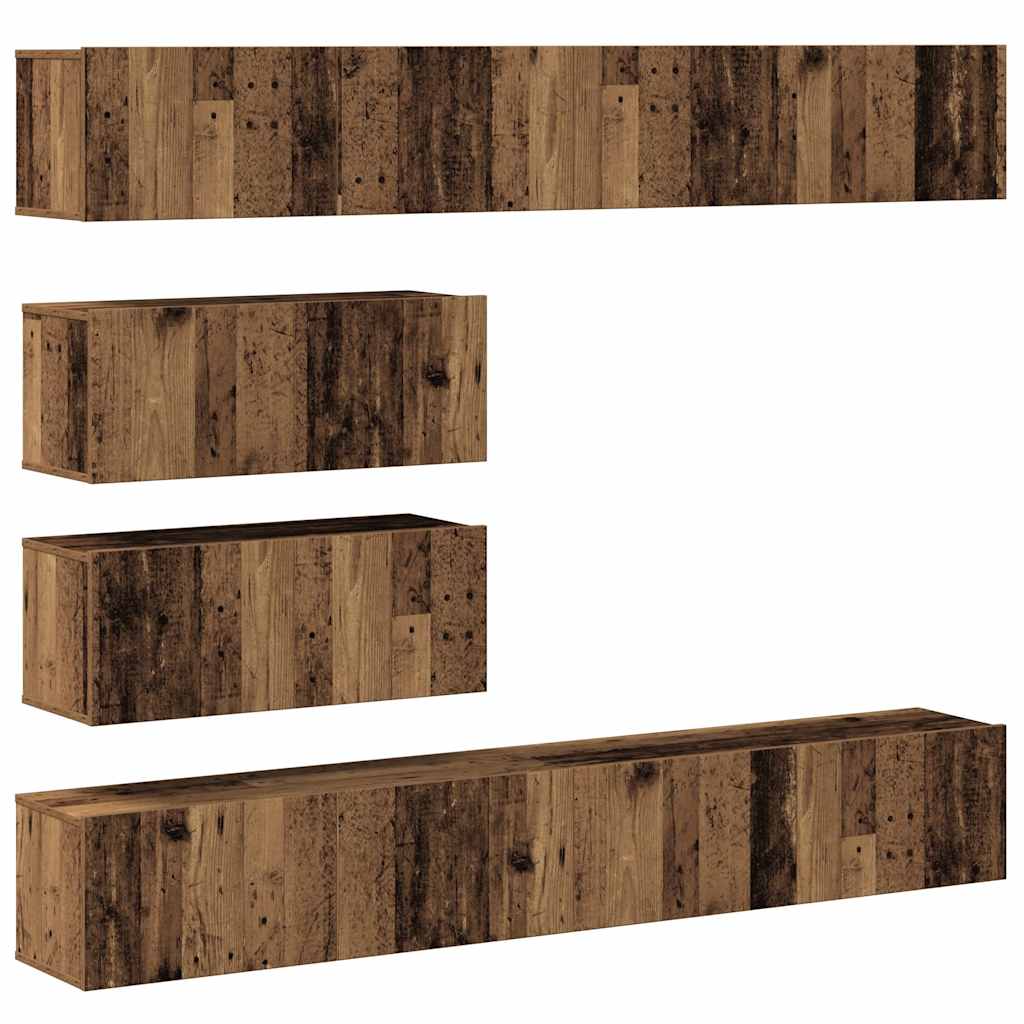 vidaXL 6 Piece TV Cabinet Set Wall-mounted Old Wood Engineered Wood 2