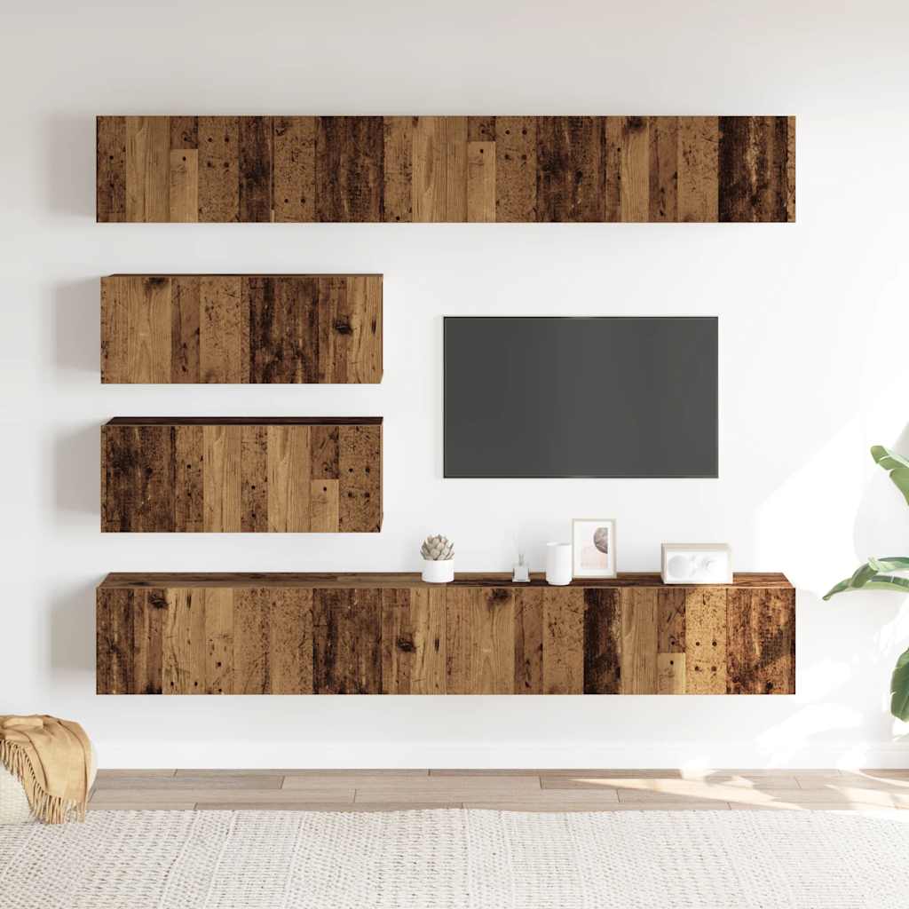 vidaXL 6 Piece TV Cabinet Set Wall-mounted Old Wood Engineered Wood 3