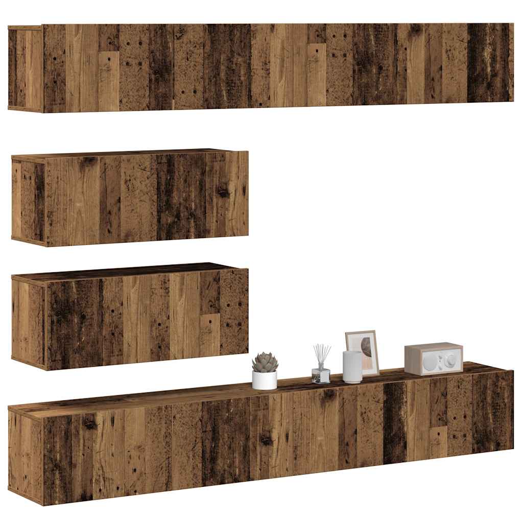 vidaXL 6 Piece TV Cabinet Set Wall-mounted Old Wood Engineered Wood 1
