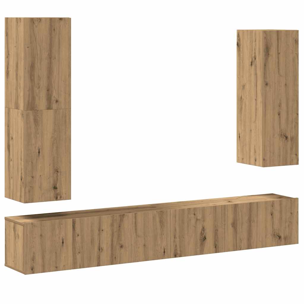 vidaXL 4 Piece TV Cabinet Set Wall-mounted Artisan Oak Engineered Wood 2