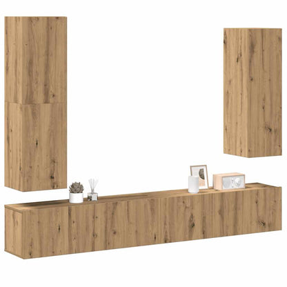 vidaXL 4 Piece TV Cabinet Set Wall-mounted Artisan Oak Engineered Wood 1