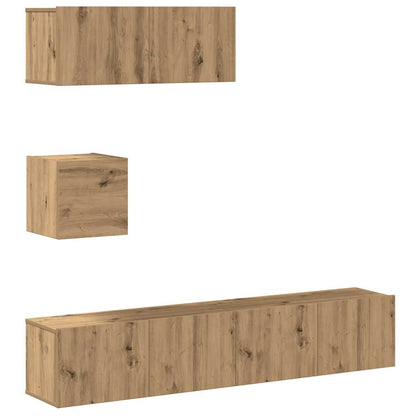 vidaXL 4 Piece TV Cabinet Set Wall-mounted Artisan Oak Engineered Wood 2