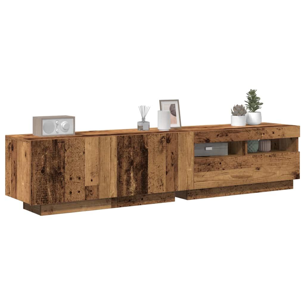 TV Cabinet with LED Lights 180x35x40 cm Old wood