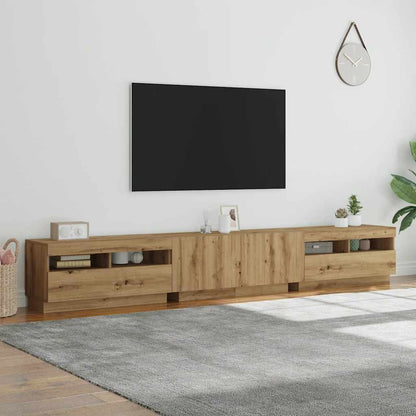 vidaXL TV Cabinet with LED Lights Artisan Oak 260x35x40 cm 3