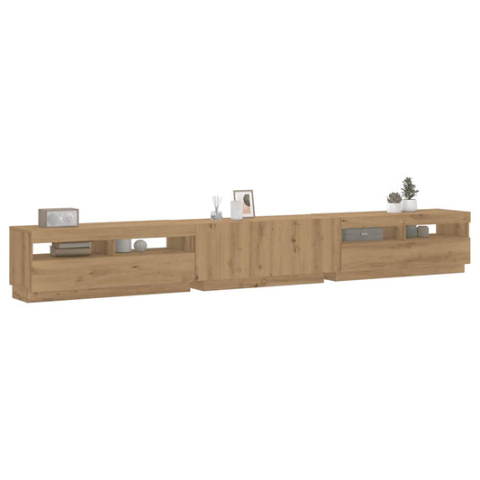vidaXL TV Cabinet with LED Lights Artisan Oak 300x35x40 cm Engineered Wood 1