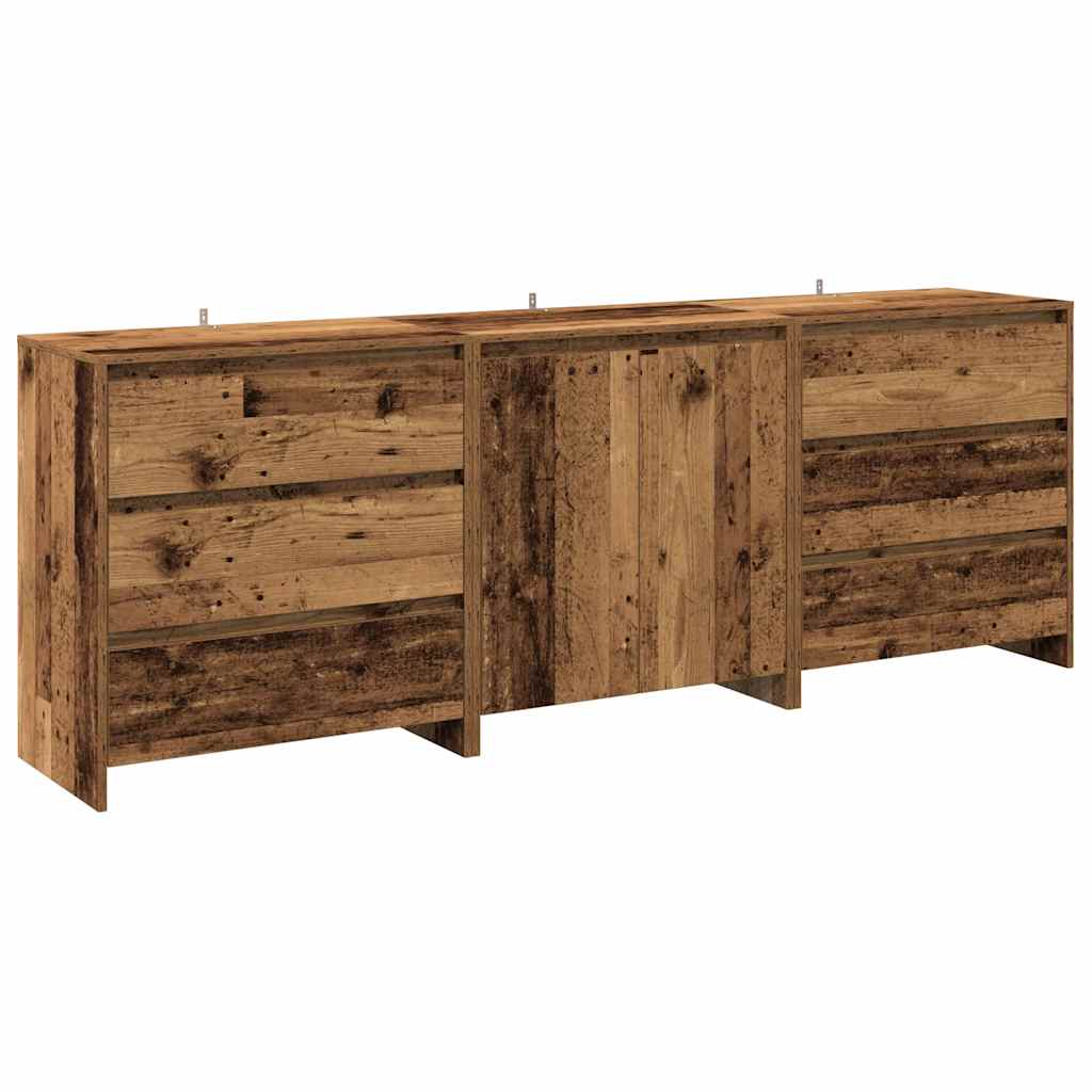 vidaXL 3 Piece Sideboard Old Wood Engineered Wood 2