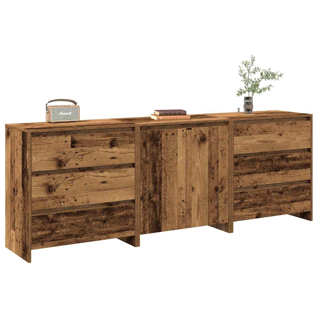vidaXL 3 Piece Sideboard Old Wood Engineered Wood 1