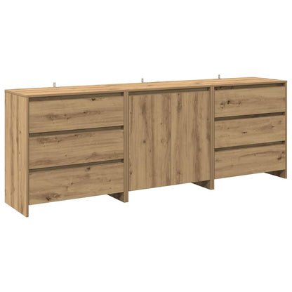 3 Piece Sideboard Engineered Wood Artisan oak