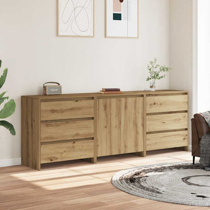 3 Piece Sideboard Engineered Wood Artisan oak