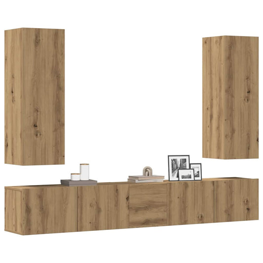 TV Cabinet Set Engineered Wood Artisan oak