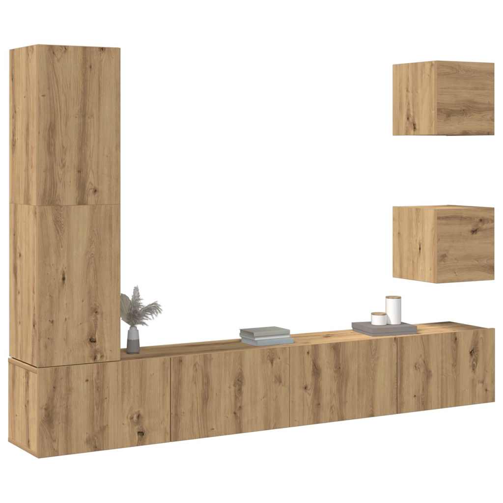 vidaXL 5 Piece TV Cabinet Set Wall-mounted Artisan Oak Engineered Wood 1