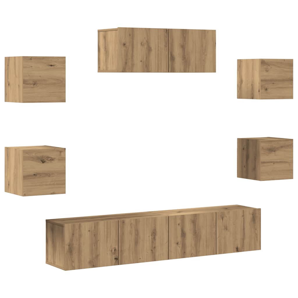 vidaXL 7 Piece TV Cabinet Set Wall-mounted Artisan Oak 2
