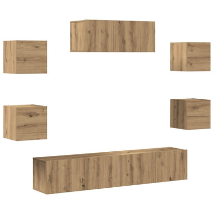 vidaXL 7 Piece TV Cabinet Set Wall-mounted Artisan Oak 2