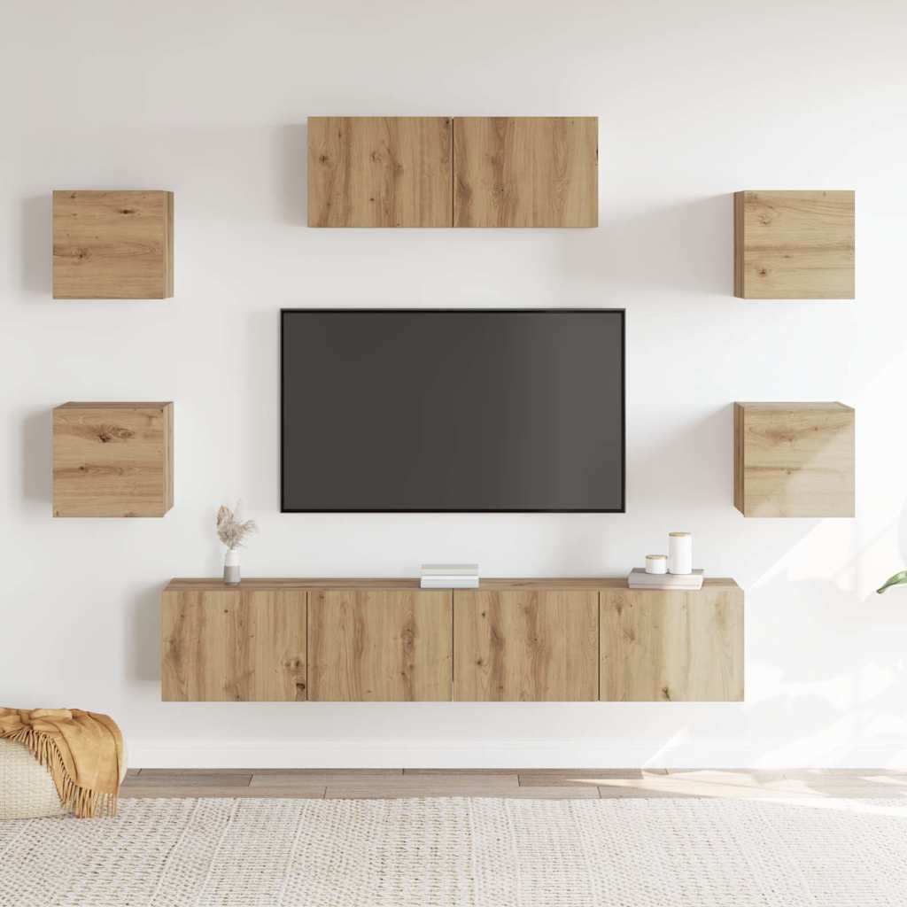 vidaXL 7 Piece TV Cabinet Set Wall-mounted Artisan Oak 3