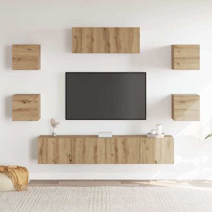 vidaXL 7 Piece TV Cabinet Set Wall-mounted Artisan Oak 3
