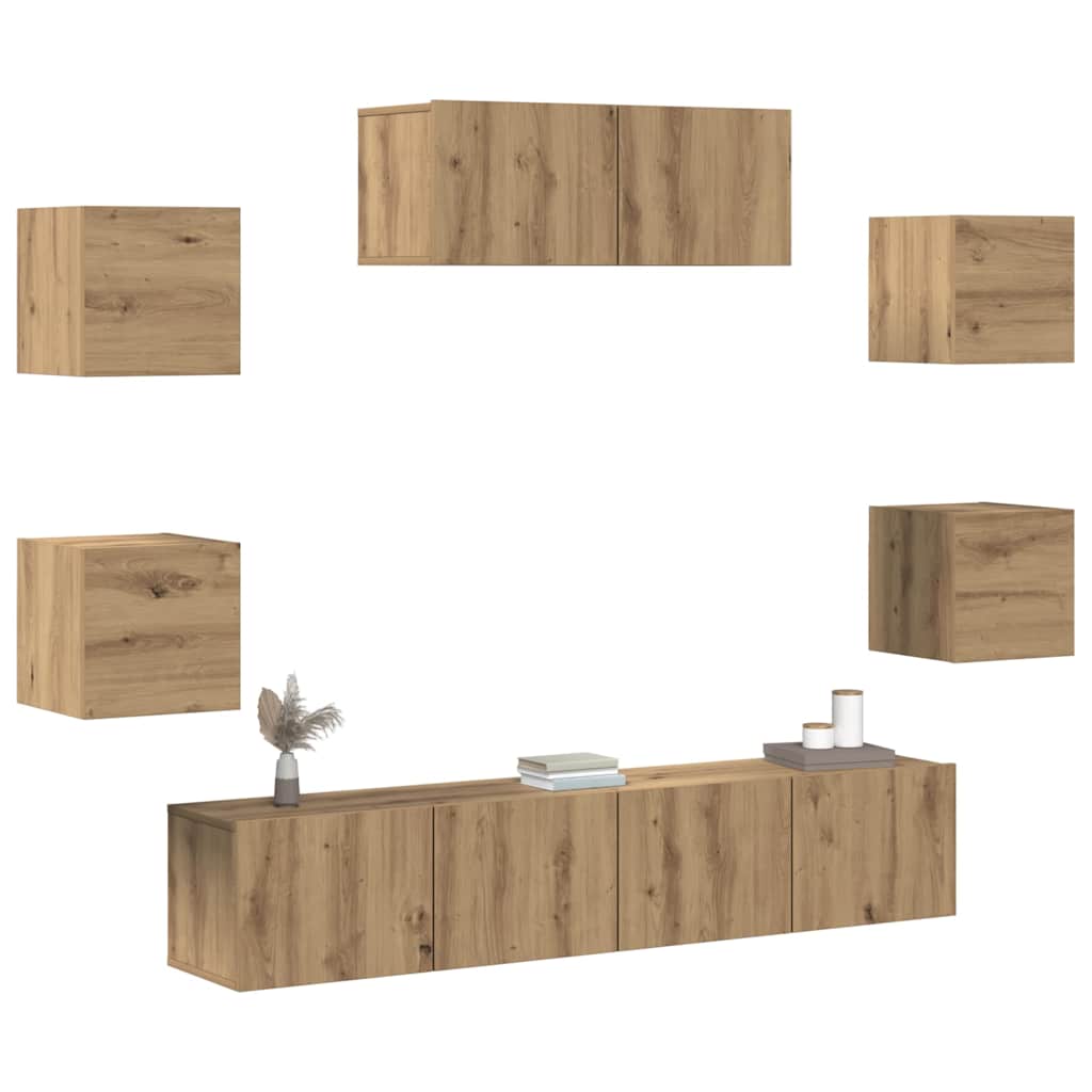 vidaXL 7 Piece TV Cabinet Set Wall-mounted Artisan Oak 4