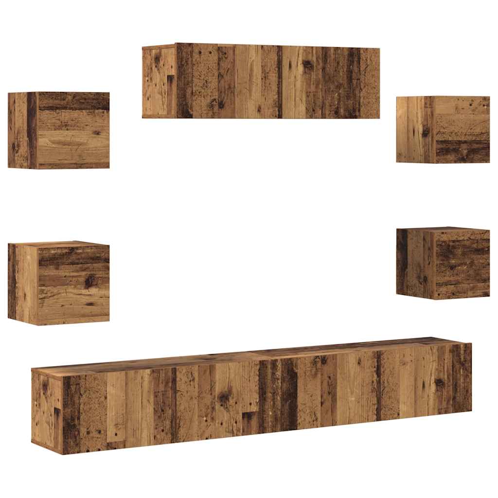 vidaXL 7 Piece TV Cabinet Set Wall-mounted Old Wood Engineered Wood 2
